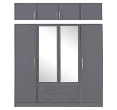 Produktbild von TKmoebel Kleiderschrank mit Spiegel und Schubladen SMART SRL1+Schrankaufsatz SRN1