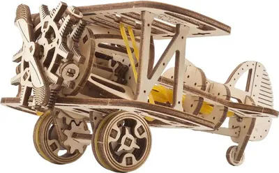 Produktbild von Ugears Mini-doppeldecker Holz-mechanikmodell Bauspiel Golden Golden One Size