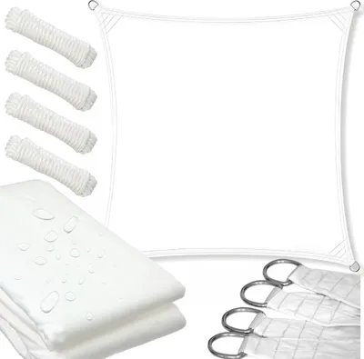 Image de Toit de voile protection solaire protection pluie blanc étanche 3x3m