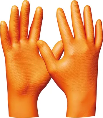 Produktbild von GEBOL Einweghandschuhe Orange Nitrilhandschuh Ultra Grip Größe XXL - 50 Stück