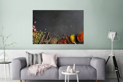 Produktbild von Poster - Specerijen op een zwarte achtergrond - 120x80 cm