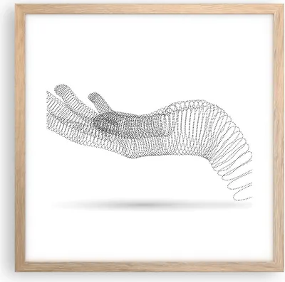 Produktbild von Gerahmtes Poster - Rahmen in heller Eiche - Hand Grafik weiß - 40x40 cm - Wand Bild - Wanddeko - Wandbilder - Kunstposter - Wandposter - Bilderrahmen - Bilder - Kunstdruck - P2NAC40x40-4427