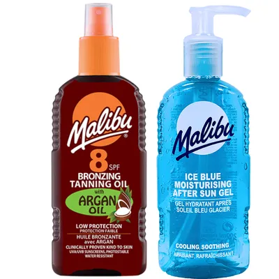 Produktbild von Malibu Bronzöl mit Arganöl SPF8 200 ml + Gel nach der Bräunung von 200 ml