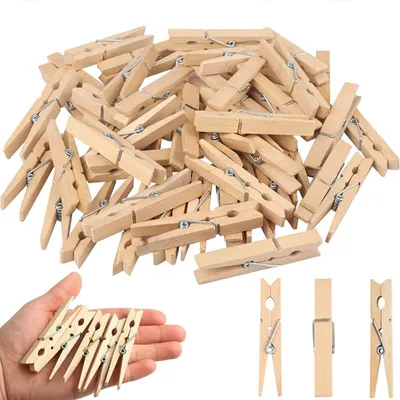 Imagen del producto de Mini grapas de madera, 7 cm, 120 unidades, para fotos y decoración