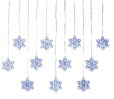 Produktbild von LED Schneeflocken Lichtervorhang Fensterdekoration Winter Weiß 3m