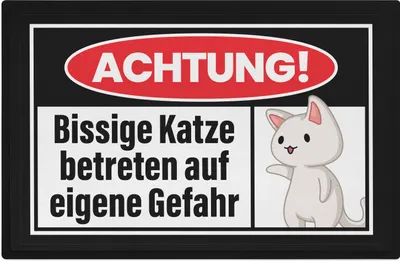 Produktbild von Trendation - Achtung Bissige Katze Fußmatte Geschenk Katzenbesitzer Lustige Fussmatte 60x40 cm Katzen Grafik