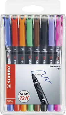 Obrázek produktu pro Fóliové pero - STABILO OHPen univerzální - permanentní jemné - balení 8 kusů - s 8 různými barvami