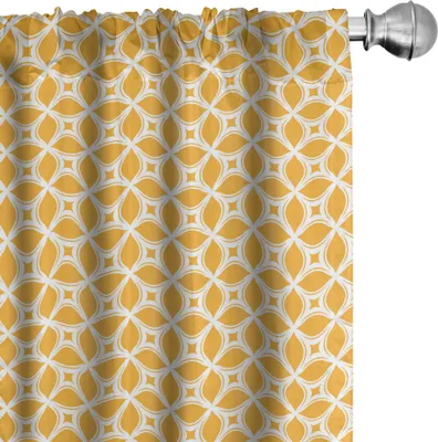Produktbild von ABAKUHAUS Ethnisch Vorhänge, Gardinen, Zierblumenfliesen-Mosaik Oriental Lattice Design Geometrische Arabesque, 2 Stück 75 x 245 cm, Orange und Weiß