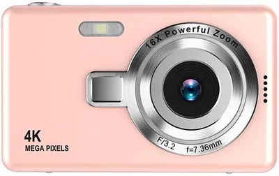 Obrázok produktu pre Kompaktný digitálny fotoaparát typu „point-and-shoot“ s rozlíšením 4K – ideálny pre cestovateľov a deti – s čítačkou SD kariet a pamäťovou kartou s kapacitou 32 GB – ružový