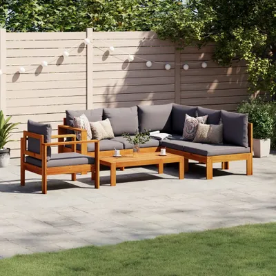 Produktbild von Design 5-tlg. Garten-Sofagarnitur mit Kissen Massivholz Akazie, Gartenmöbel-Sets 2024 Neu