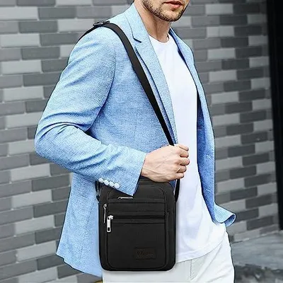 Produktbild von Lässige Umhängetasche aus Canvas für Männer, Multifunktionale Crossbody Tasche mit Schultergurt für Sport und Reisen
