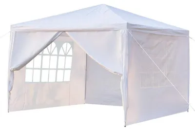 Immagine prodotto di Gazebo pieghevole impermeabile, tenda per feste, dimensioni 3 x 3 metri, con 4 pareti, protezione UV, telo in PE bianco