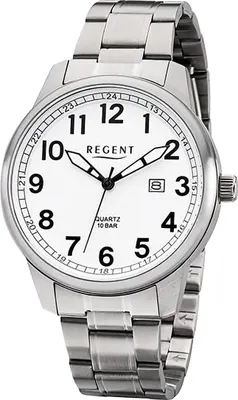 Produktbild von Regent Herren Uhr Metall Armbanduhr Metallarmband Analog silber D2URF1275