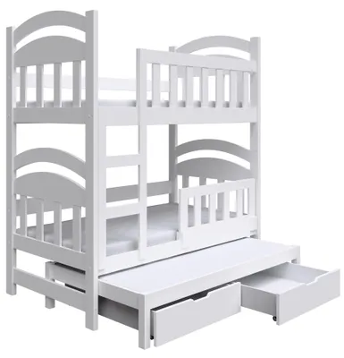 Obrázek produktu pro Selsey Dopio – patrová postel pro 3 osoby, bílá, rozměry 75 x 180 cm