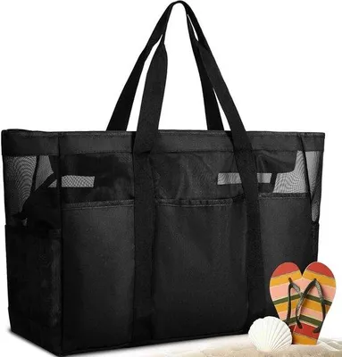 Immagine prodotto di Borsa da spiaggia nera XXL con cerniera
