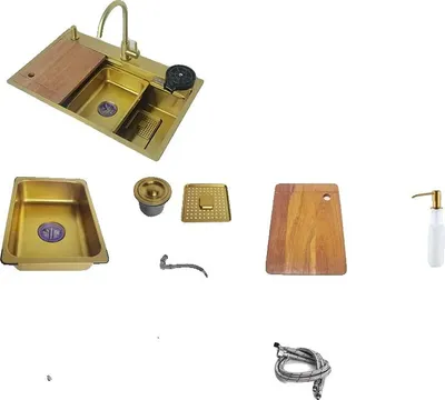 Immagine prodotto di Lavello da cucina, acciaio inox, design a vasca singola, 68x46 E