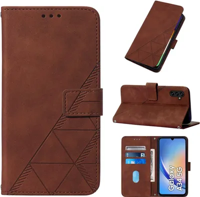 Produktbild von Hülle für Samsung Galaxy A34 5G Prägung Flip Leder Kartenfächer Schutzhülle mit Ständer Rot