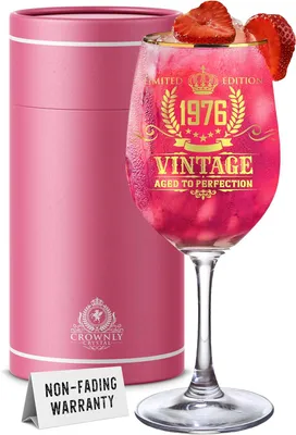 Image de Verre à vin 1976, cadeau pour un anniversaire de 50 ans, idéal pour un cadeau d'anniversaire