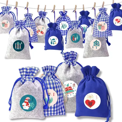 Produktbild von Adventskalender 24 Stoffsäckchen Groß 2026 Kinder Blau