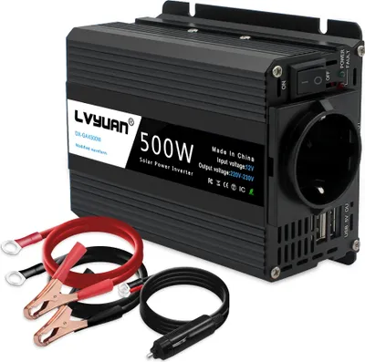 Zdjęcie produktu dla przetwornica 500W, konwersja 12V na 220V, wyjście USB, 12V220V 500W EU-a