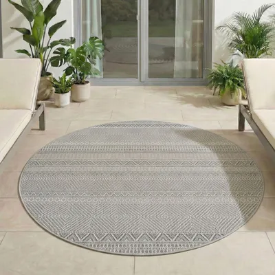 Obrázek produktu pro Carpetsale24 Venkovní Koberec Vod?odolný a UV Odolný Ideální do Kuchyn? na Balkon Terasu Zahradu i Obývací Pokoj, Velikost: 80 cm Kulatý