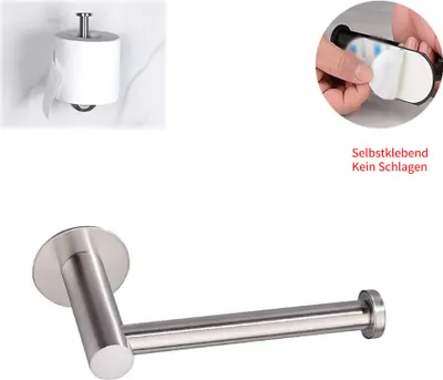 Obrázok produktu pre Držiak na toaletné papiere bez vŕtania zásobník na vreckovky do kúpeľne vešiak na uteráky z nehrdzavejúcej ocele, strieborný, 15 cm