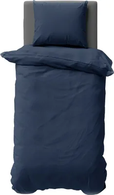 Produktbild von 2 teilige Uni Bettwäsche 155x220 cm Mikrofaser Dunkelblau Bettbezug Garnitur Set