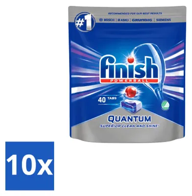 Produktbild von 10 x Finish Quantum Powerball Vaatwastabletten – 40 Tabs - Vorteilspackung - 10 Stücke