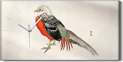 Produktbild von Wandbild Leinwand Bilder mit Uhr 60x30 Malerei Asiatische Tier Vogel Kunst - weiße Hände