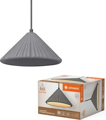 Produktbild von Ledvance Pendelleuchte Decor Concrete Pyramid Pendant Dunkelgrau Ø25cm max. 25W E27 aus Beton