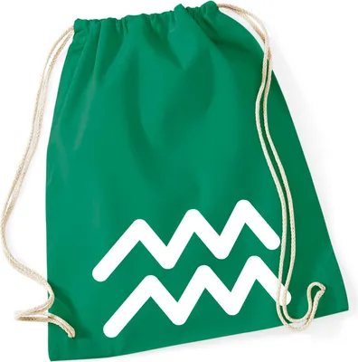 Produktbild von Huuraa Turnbeutel Wassermann Sternzeichen Zeichen 12 Liter Kelly Green Baumwolle Rucksack Geschenkidee