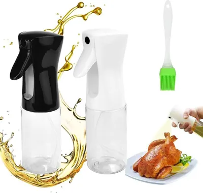 Produktbild von 2 Stück Ölsprüher Flasche Ölspray Olivenöl Spray 200ml Öl Sprayer Ölspender zum Kochen Essigsprüher Kochspray mit Silikonbürsten Öl sprühflasche mit luftdruck für die Küche Grillen Salat BBQ