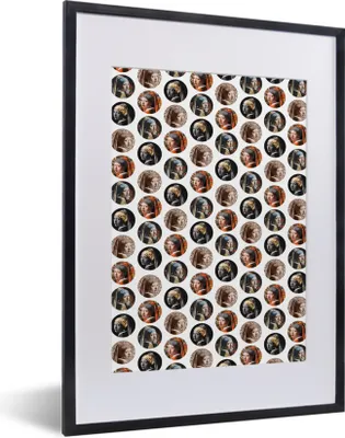 Produktbild von MuchoWow® MuchoWow® Gerahmtes Poster Mädchen mit Perlenohrring - Farben - Muster 30x40 cm - Poster mit zchwarzem Bilderrahmen - Wandposter Schlafzimmer