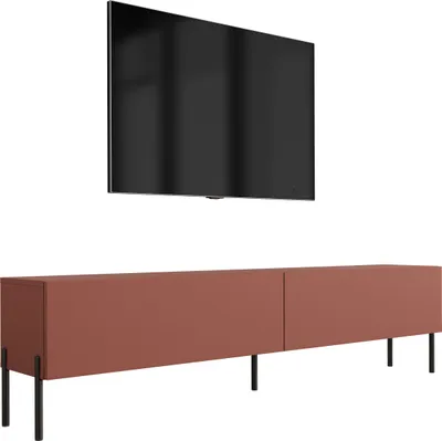 Zdjęcie produktu dla Szafka pod telewizor: ceglasta czerwień, 170 x 52 x 32 cm, czarne nogi