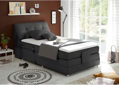 Produktbild von Boxspringbett Hotelbett Einzelbett Jugendbett 120x200 cm elektrisch verstellbar CONCORD3M-09 in Artemis 14 anthrazit