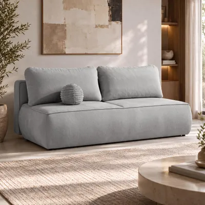 Produktbild von Beautysofa Schlafsofa DARLING 2-Sitzer 210 cm Hellgrau, DL-System, Bettkasten, Bonellfederung, Liegefläche 145x200 cm