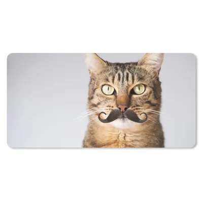 Produktbild von MuchoWow® Mauspad Mousepad Katze - Schnauzbart - Hipster 60x30 cm - Mousepads - Maus Mat - Pad - Mausunterlage - Nachhaltig