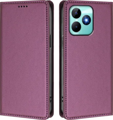 Obrázek produktu pro Kožené pouzdro pro Realme C53/Realme Note 50, magnetické flipové pouzdro zPolyuretankůže se stojánkem Fialová