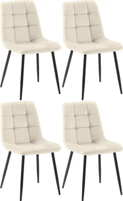 Produktbild von CLP 4er Set Esszimmerstuhl Tilde gepolstert mit Rückenlehne bis 150 kg belastbar creme Material Samt