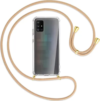 Produktbild von Handykette Backcover-Schutzhülle mit Band (Metall goldfarben) für Samsung Galaxy A71 5G - beige