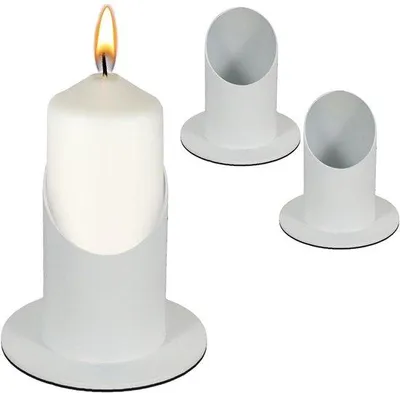 Immagine prodotto di Portacandele da tavolo in metallo, 4 cm, bianchi, per candele da tavolo e candele a bastoncino