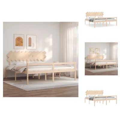 Produktbild von vidaXL Massivholzbett mit Kopfteil 200x200 cm -  Betten & Bettgestelle