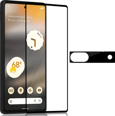 Produktbild von 1 pack Google Pixel 6A Displayschutzfolie und 1 pack Linsenschutz – gehärtetes Glas 9H – 3D in Superqualität