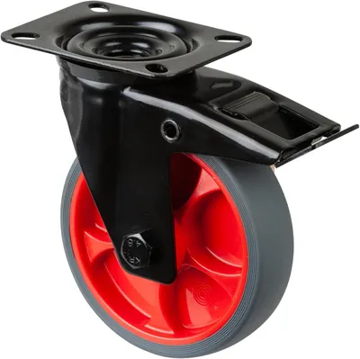 Produktbild von Lenkrolle mit Platte, Ø 125 mm, Breite 32 mm, Tragkraft 120 kg, TPR