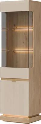 Produktbild von Furniture24 Vitrinenschrank Vitrinenschrank Milton Ml05 Vitrine Wohnzimmerschrank Eiche Torro/Kaschmir