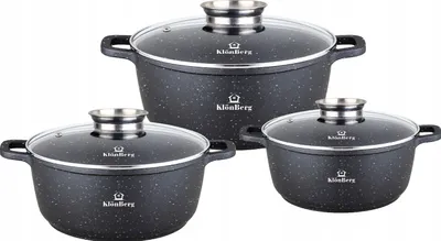 Produktbild von KlönBerg 6-tlg Topfset 2,4/4,3/6,1L antihaftbeschichtet, Mit DECKEL, Induktion KB4023