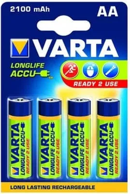 Produktbild von Varta -56706B, Wiederaufladbarer Akku, AA, Nickel-Metallhydrid (NiMH), 1,2 V, 4 Stück(e), 2100 mAh