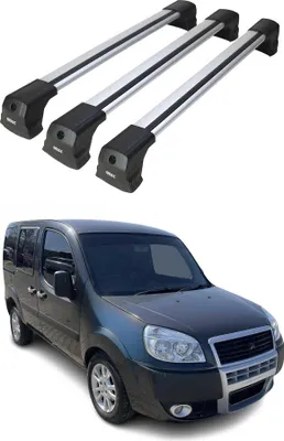Productafbeelding van Draagbalken voor op het dak, dwarsbalken voor Fiat Doblo (voor facelift model), bouwjaar 2000-2010, aluminium, grijs, 3 stuks