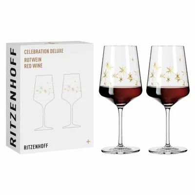 Image de Ritzenhoff Verre à vin rouge set de 2 pièces Celebration Deluxe | Etoiles : Etoiles Finition : Etoiles