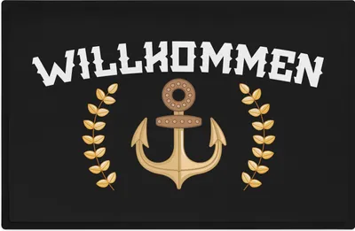Produktbild von Trendation - Willkommen Fußmatte Grafik Schmutzfangmatte Geschenk Außen Innenbereich 60x40 cm Waschbar Türmatte Anker